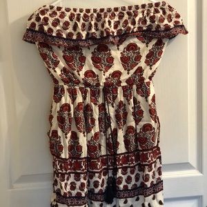 Strapless dress that falls right above the knee